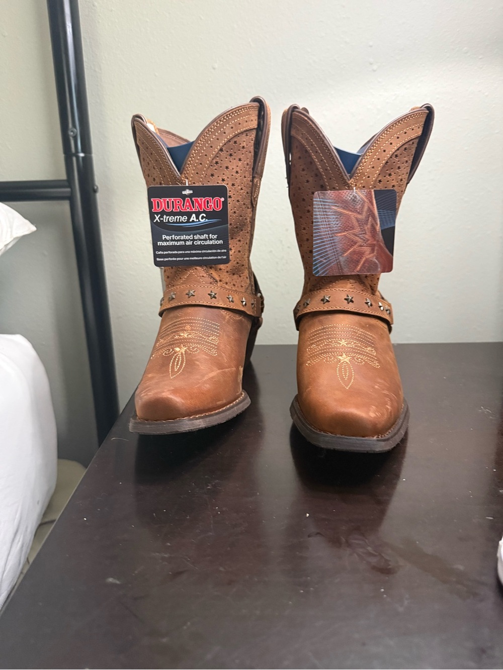 Durango Tan Brown Perforated Western Cowboy Boots